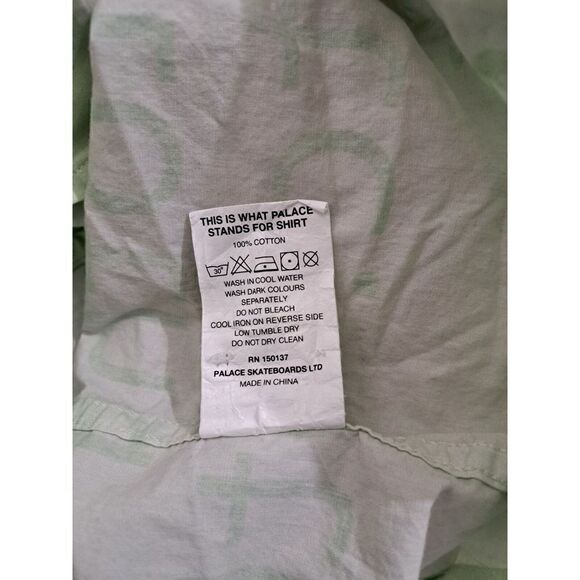 Palace Skateboards Men's Medium Sage Green Graphic Casual Button Down Shirt - Picture 8 of 8